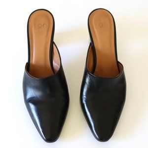 LoQ Luna Negro/Black Heeled Leather Mules - Size EU 38